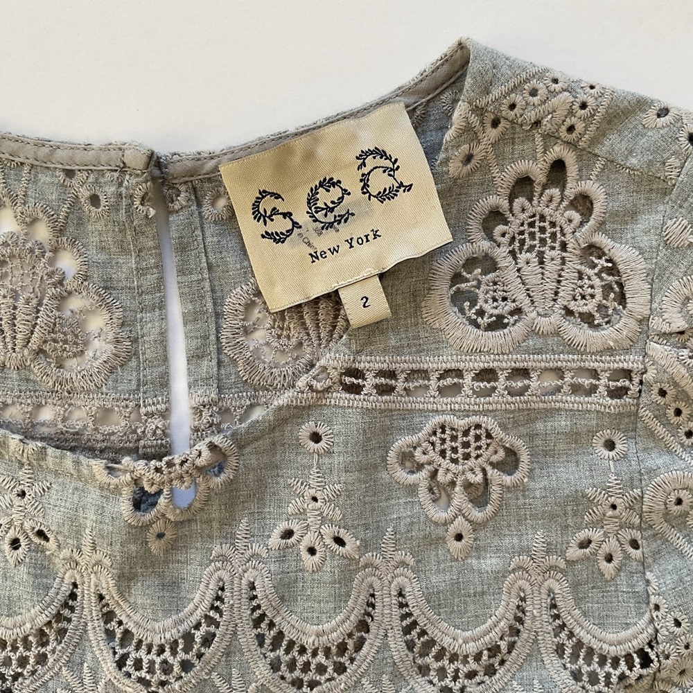 Sea New York Pleated Embroidered Top Gray - Picture 6 of 7